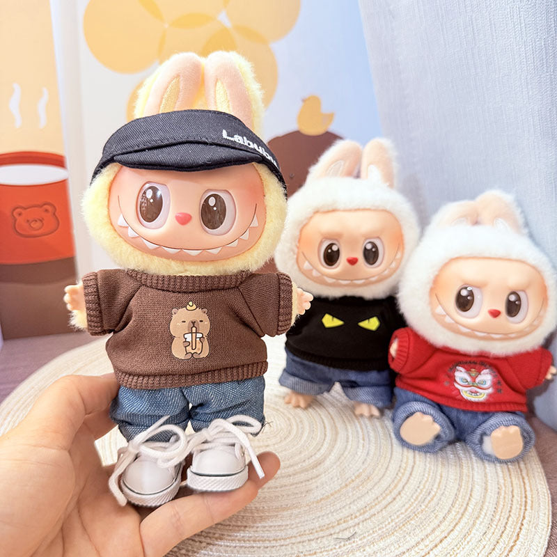 [Clothes only] First and second generation keychain Labubu clothes pendant Labubu baby clothes drinking milk tea bear sweater