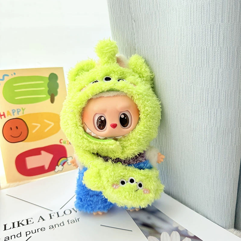 Clothes only] First and second generation Labubu clothes pendant Labubu sitting party baby clothes heart big-eared rabbit suit