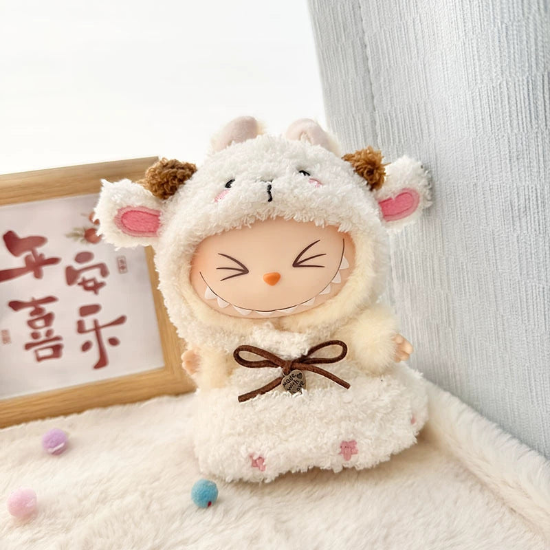 Clothes only] First and second generation Labubu clothes pendant Labubu sitting party baby clothes heart big-eared rabbit suit