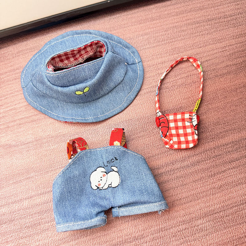 [Clothes only] One, two and three generations of keychains Labubu clothes pendant Labubu baby clothes denim cute dog overalls cute