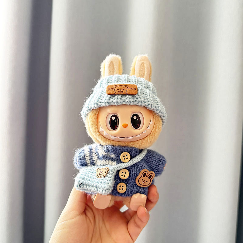 [Clothes only] First and second generation keychain Labubu clothes pendant Rab cloth button sweater jeans set cute
