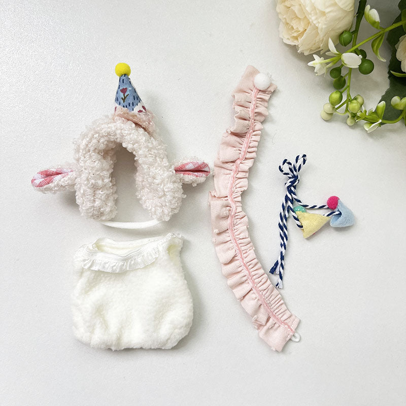 [Clothes only] 17cm Rab cloth pendant labubu keychain baby clothes plush cake hat set cute