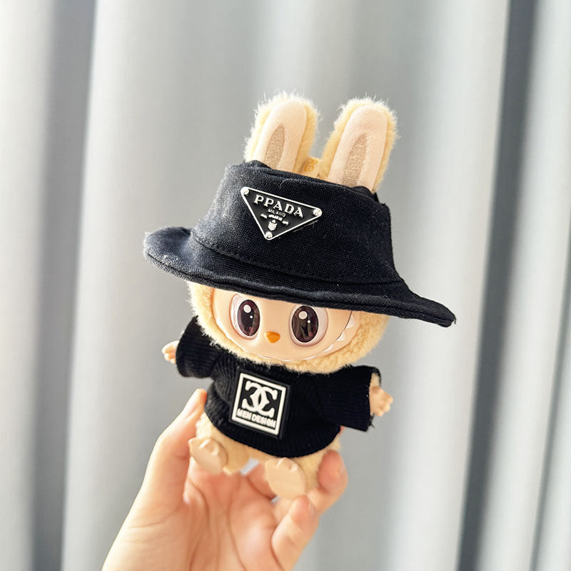 [Clothes only] First and second generation Labubu clothes pendant Labubu sitting party baby clothes Chanel shirt + black hat