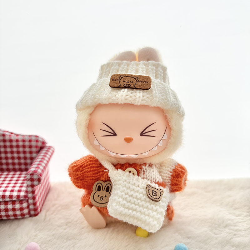 [Clothes only] The first, second and third generation keychain Labubu clothes pendant Labubu baby clothes striped buttons sweater set.