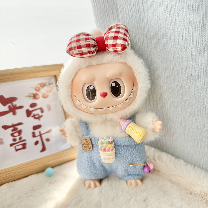 Clothes only] First and second generation Labubu clothes pendant Labubu sitting baby clothes love sweater bear earcap set