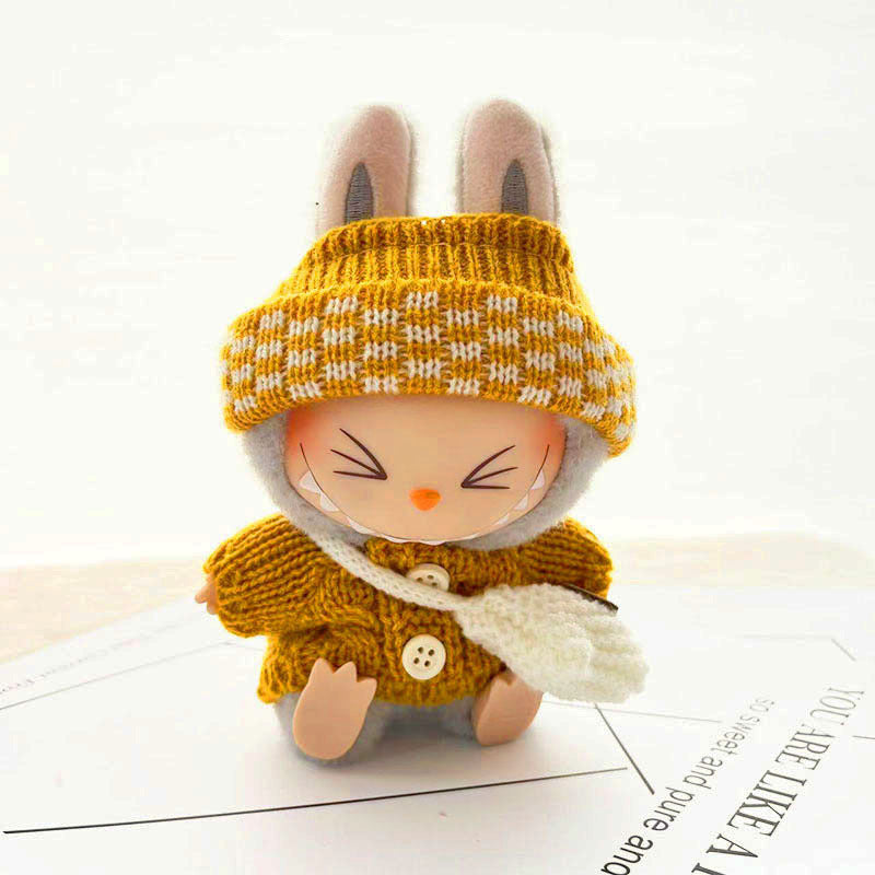 [Clothes only] One, two and three generations of keychains Labubu clothes pendant Labubu baby clothes knitted sweater hat set