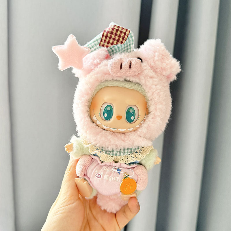 [Clothes only] First and second generation keychain Labubu clothes pendant Labubu cloth for the star pig three-piece set is cute.