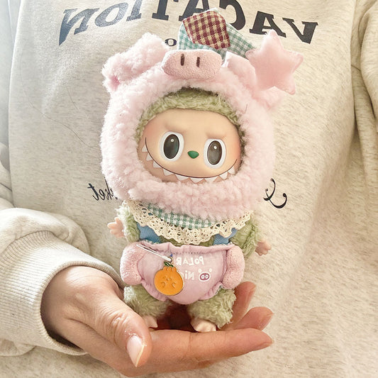 [Clothes only] First and second generation keychain Labubu clothes pendant Labubu cloth for the star pig three-piece set is cute.