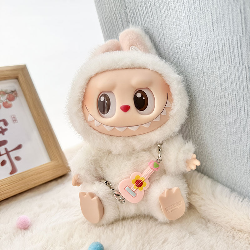 Clothes only] First and second generation Labubu clothes pendant Labubu sitting baby clothes love sweater bear earcap set