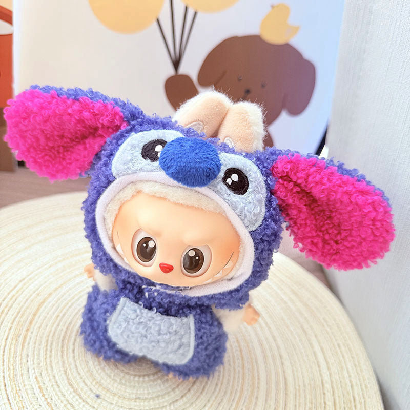 [Clothes only] One, two and three generations Labubu clothes pendant Labubu sitting baby clothes Stitch suit is cute.