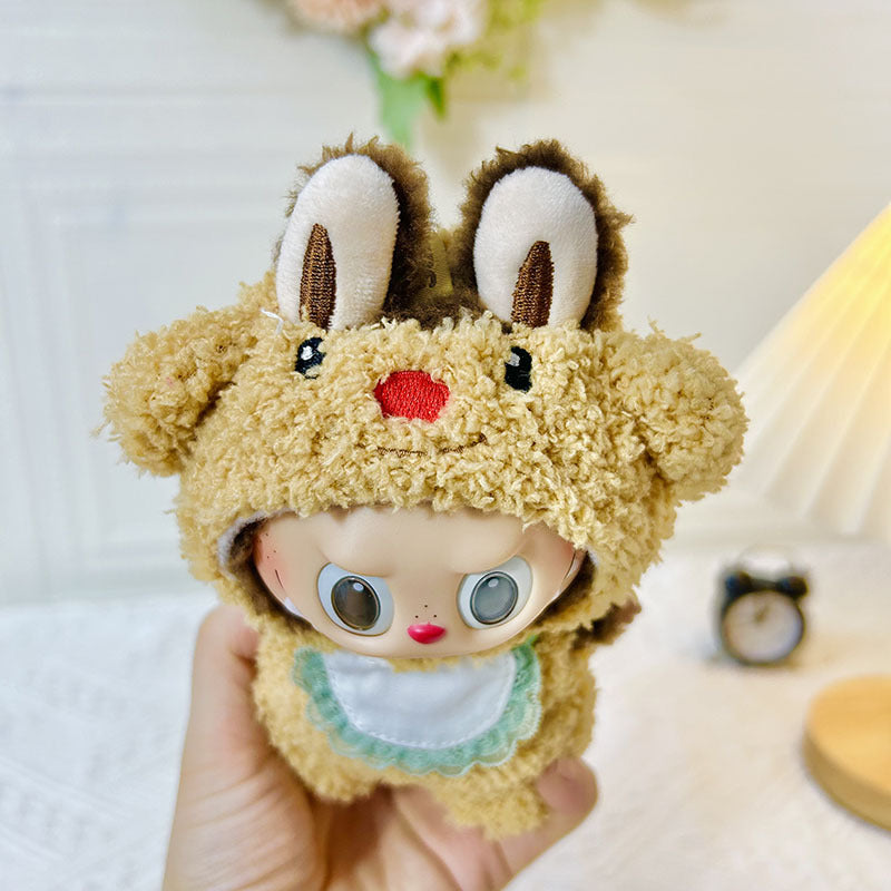 [Clothes only] 17cm pendant rabub clothes red nose bib bear set labubu doll clothes cute
