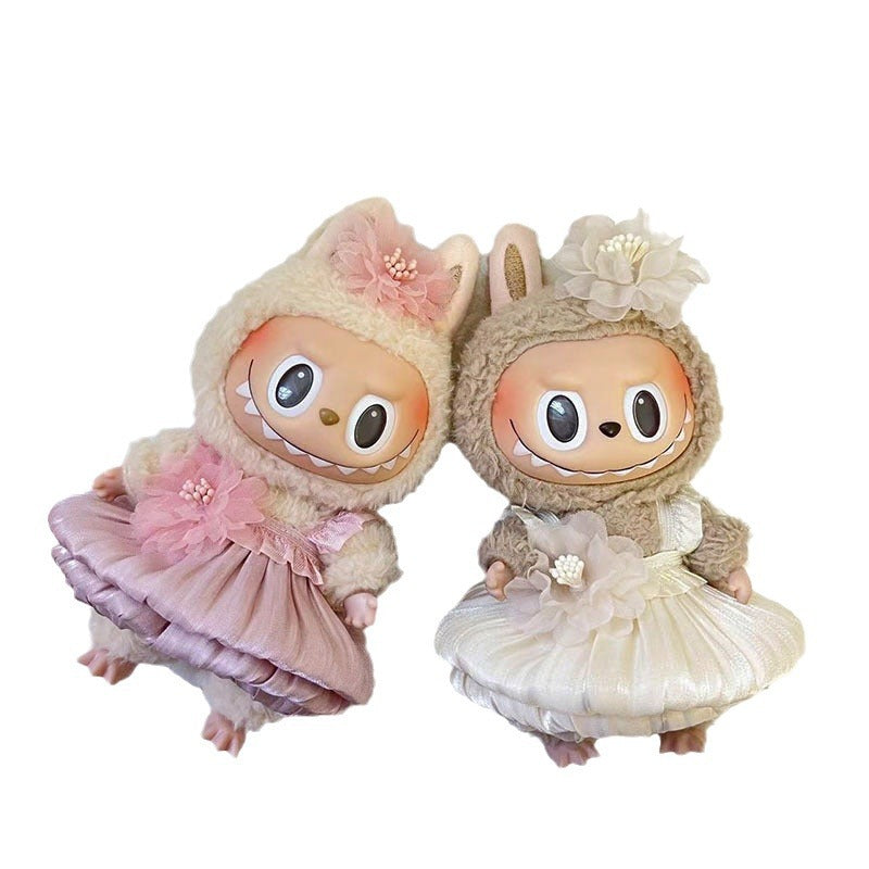 [Clothes only] 15cm pendant blind box with Labubu keychain doll dress, cute clothes.