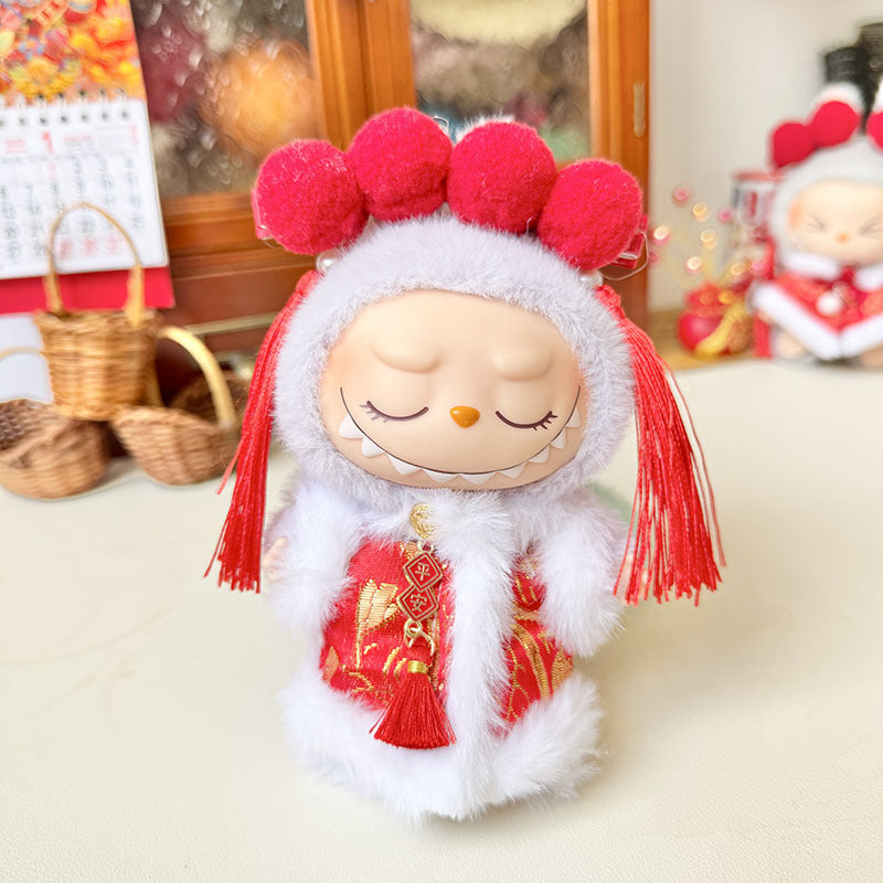 [Clothes only] First and second generation keychain Labubu clothes pendant Labubu sitting party New Year's greeting clothes Moe