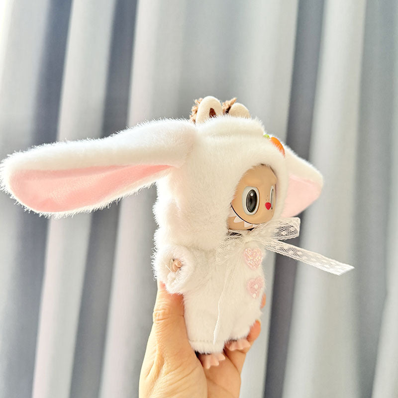 [Clothes only] First and second generation keychain Labubu clothes pendant Labubu baby clothes mink white rabbit two-piece set cute