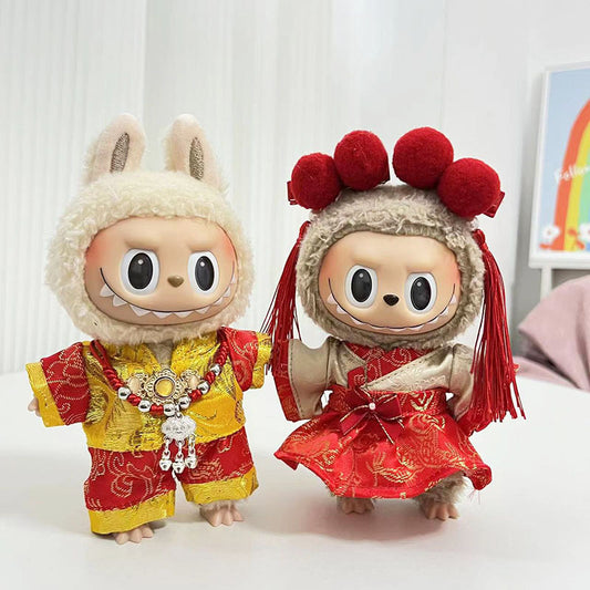 [Clothes only] 15cm pendant Labubu cloth for the New Year's set labubu keychain doll clothes cute