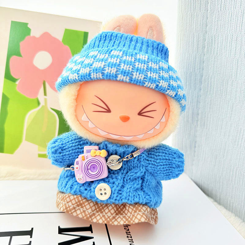 [Clothes only] One, two and three generations of keychains Labubu clothes pendant Labubu baby clothes knitted sweater hat set