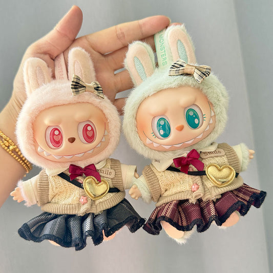 [Clothes only] 1st/2nd and 3rd generation Labubu clothes pendant Labubu sitting party baby clothes plaid JK skirt set