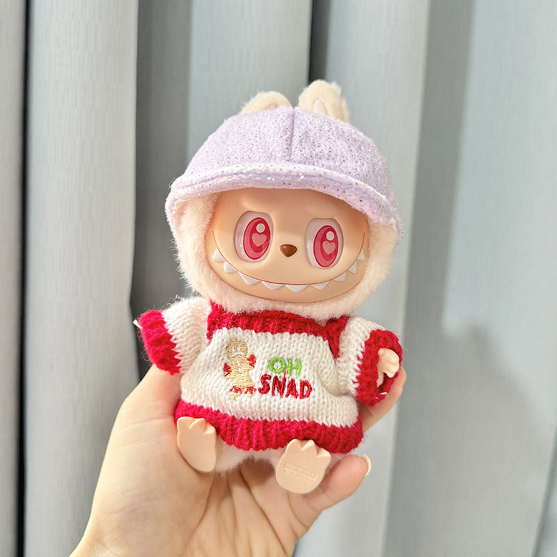 [Clothes only] First and second generation keychain Labubu clothes pendant Labubu biscuit person sweater + purple cap