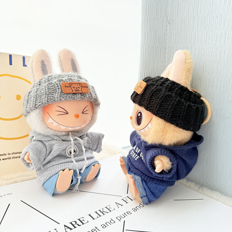 [Clothes only] First and second generation keychain Labubu clothes pendant Labubu baby clothes hooded sweater hat set