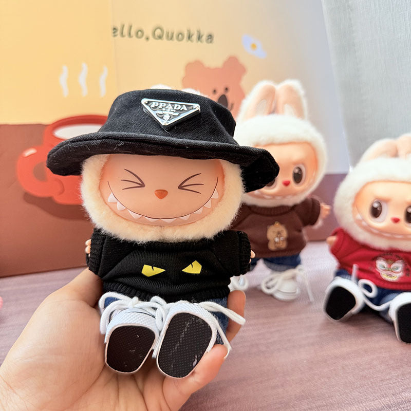 [Clothes only] First and second generation keychain Labubu clothes pendant Labubu baby clothes casual two-piece T-shirt set
