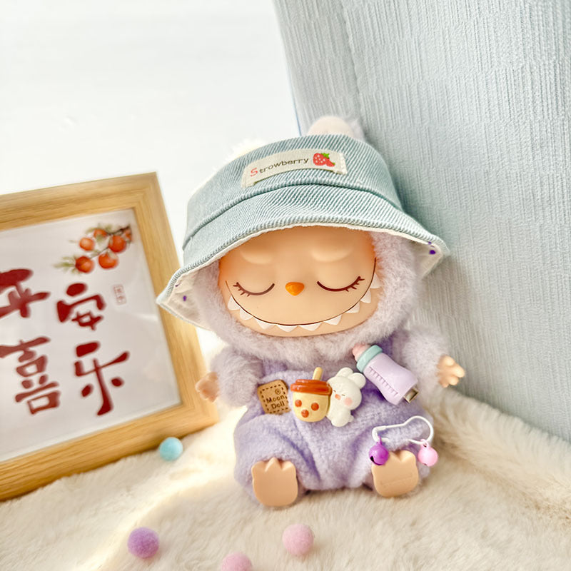 Clothes only] First and second generation Labubu clothes pendant Labubu sitting baby clothes love sweater bear earcap set