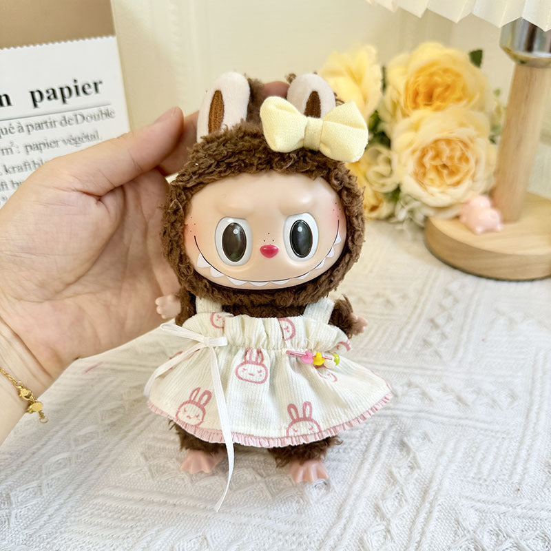 [Clothes only] 17cm pendant blind box rabub clothes Labubu doll baby clothes pin rabbit head skirt set