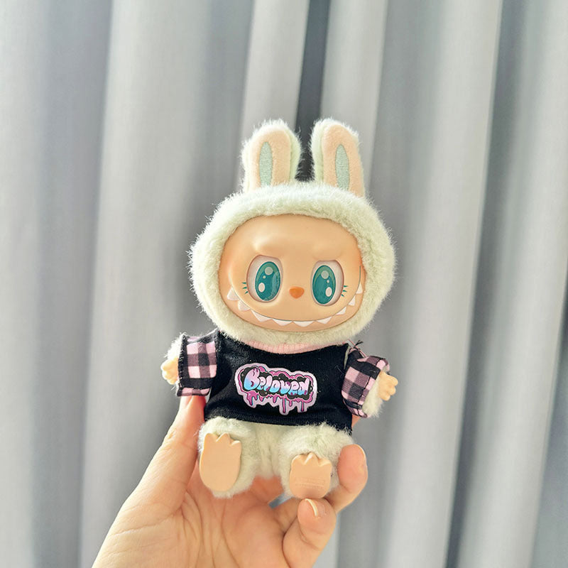 [Clothes only] First and second generation keychain Labubu clothes pendant Labubu baby clothes plaid hanging sleeve shirt creative cute
