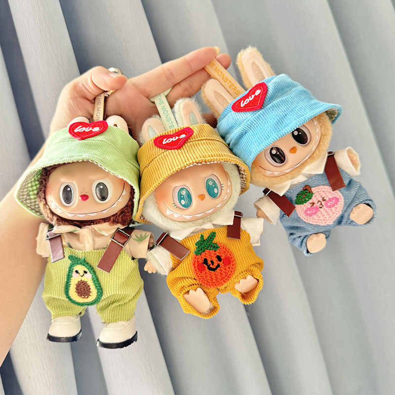 [Clothes only] First and second generation keychain Labubu clothes pendant Labubu sitting party avocado overalls