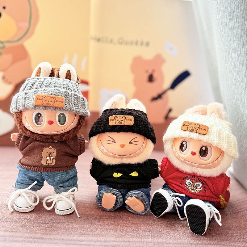 [Clothes only] First and second generation keychain Labubu clothes pendant Labubu baby clothes drinking milk tea bear sweater