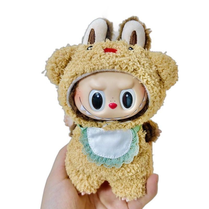 [Clothes only] 17cm pendant rabub clothes red nose bib bear set labubu doll clothes cute