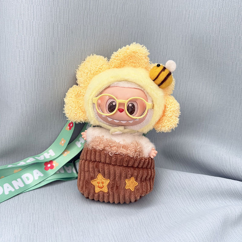 Clothes only] Baby clothes 17cm pendant blind box Labubu clothes Labubu doll for sun flower baby clothes bag