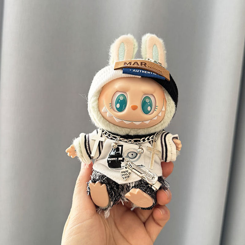 [Clothes only] First and second generation keychain Labubu clothes pendant Labubu baby clothes gray-tone aesthetic five-piece set cute