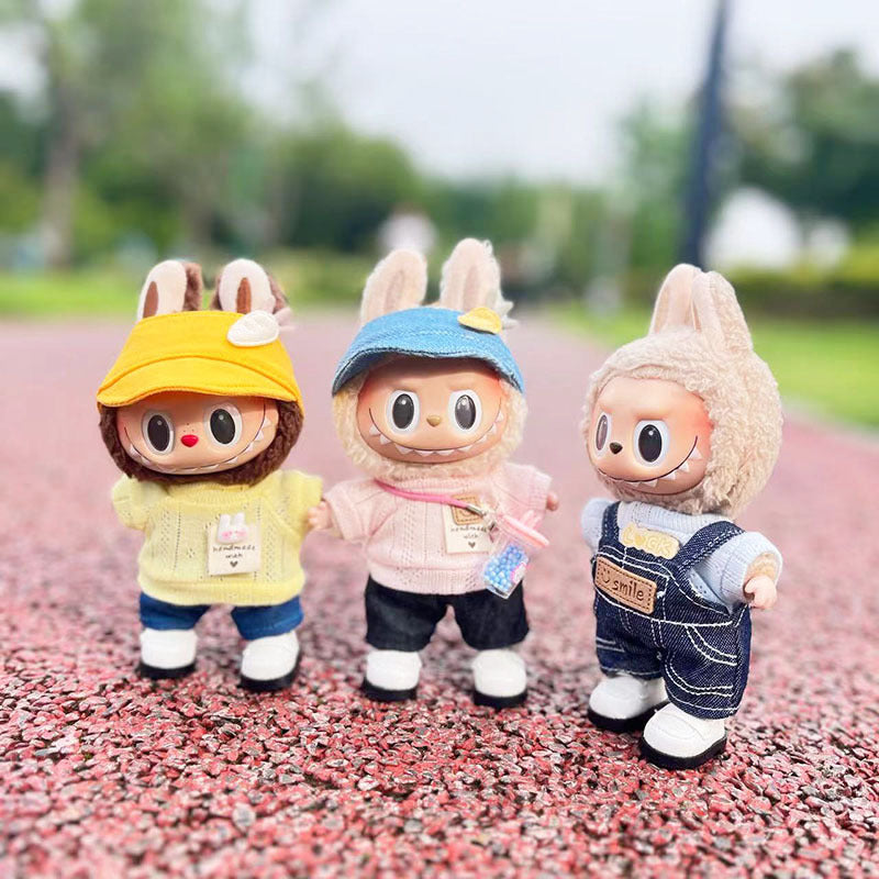 [Clothes only] 17cm labubu cloth blind box pendant doll for toning bubble shirt set cute
