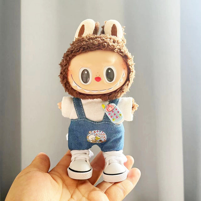 Clothes only] Baby clothes 17cm pendant Labubu clothes Labubu doll with overalls series cute and cute