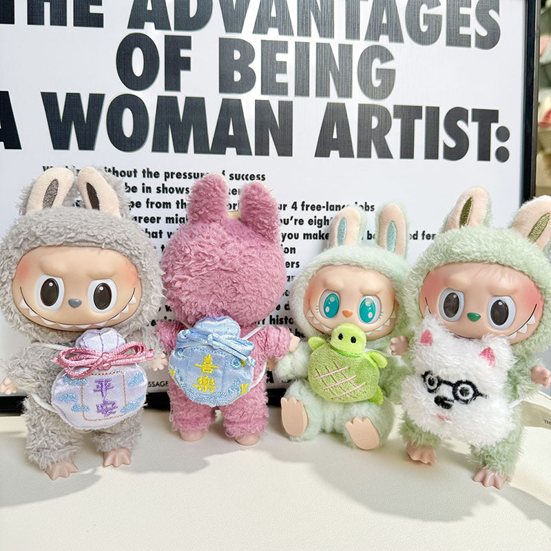 [Clothes only] Second-generation keychain Labubu clothes pendant Labubu sitting party turtle lucky bag backpack cute
