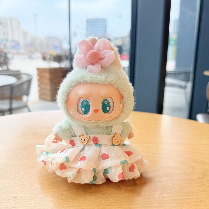 [Clothes only] First and second generation keychain Labubu clothes pendant Labub black fragrant camellia skirt straw hat