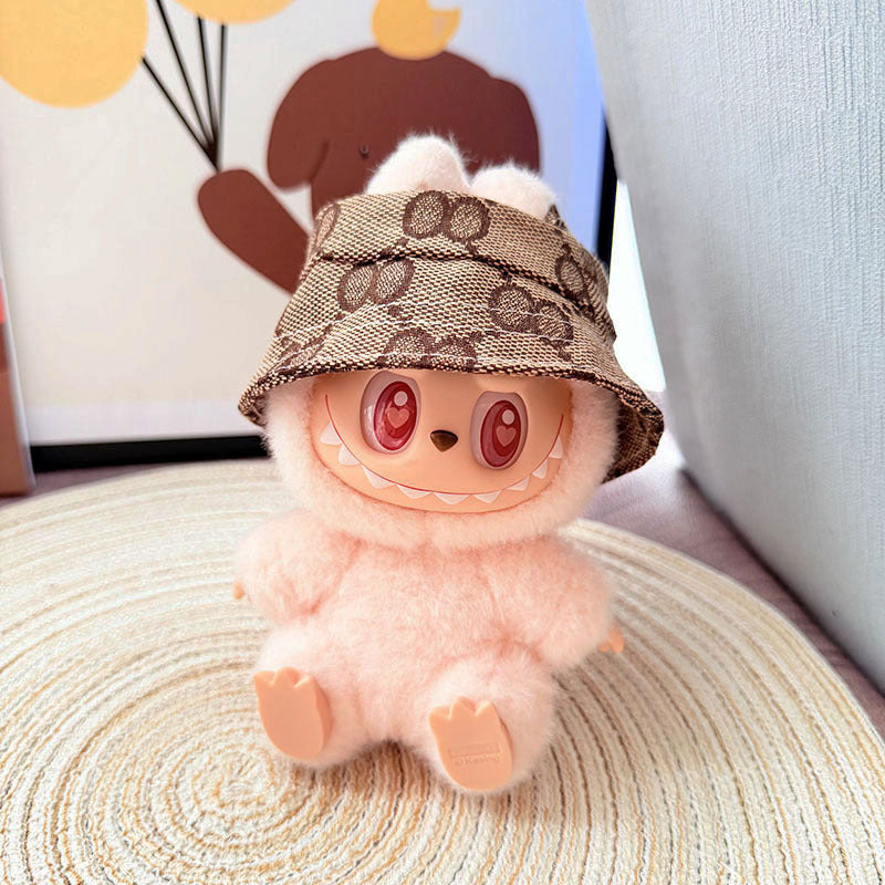 [Clothes only] First and second generation Labubu clothes pendant Labubu sitting baby clothes 8-character plaid overalls set