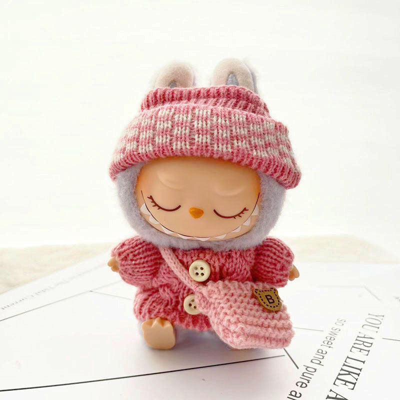 [Clothes only] One, two and three generations of keychains Labubu clothes pendant Labubu baby clothes knitted sweater hat set