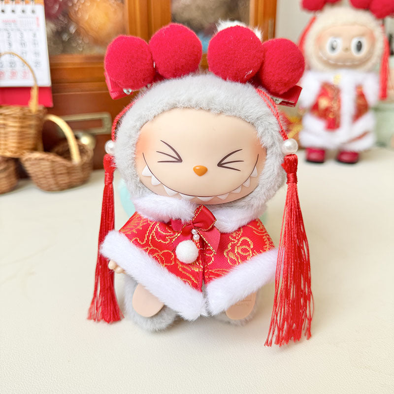 [Clothes only] First and second generation keychain Labubu clothes pendant Labubu sitting party New Year's greeting clothes Moe