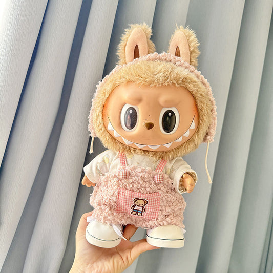 38Cm Labubu plush doll clothes for Labubu doll clothes circle teddy pink doodle suit cute