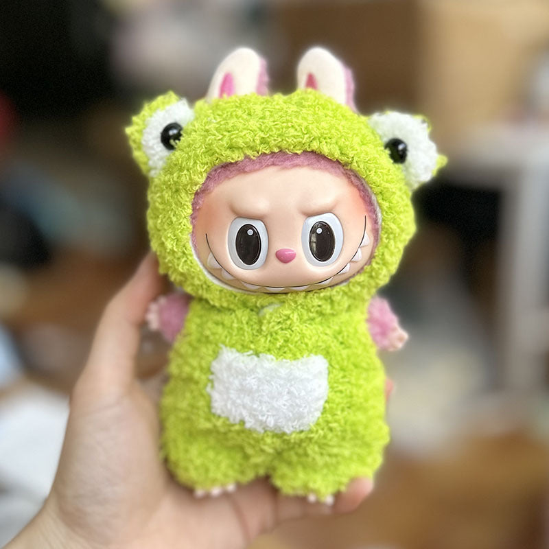 [Clothes only] 17cm pendant, Labubu clothes, keychain Labubu doll, replacement baby clothes, dinosaur onesie.