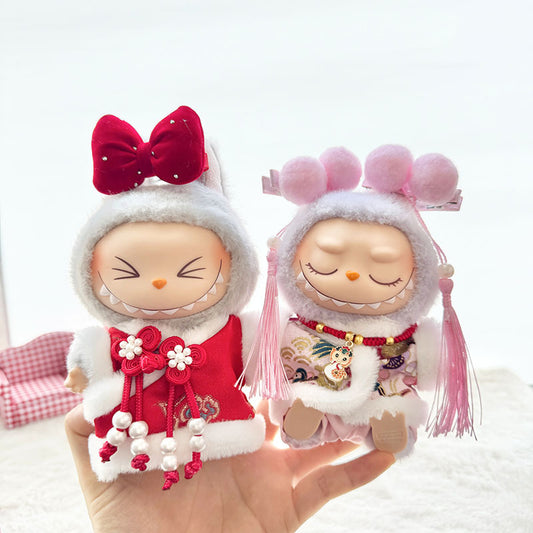 [Clothes only] First and second generation Labubu clothes pendant Labubu sitting party baby clothes New Year purple Tang clothing cute