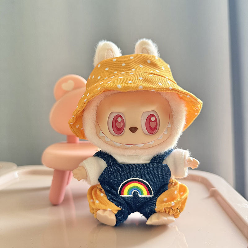 [Clothes only] First/second generation Labubu clothes pendant Labubu sitting party baby clothes rainbow overalls cute