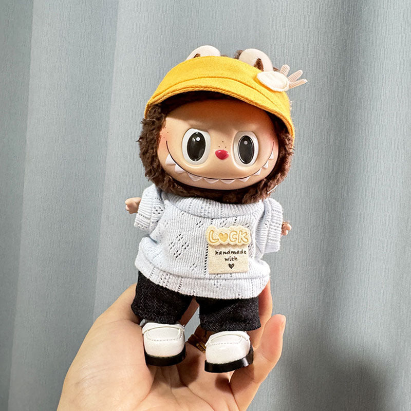[Clothes only] 17cm labubu cloth blind box pendant doll for toning bubble shirt set cute