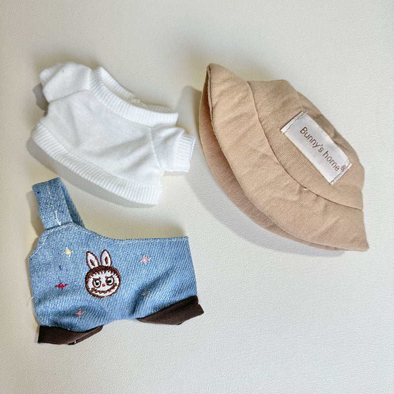 [Clothes only] Second-generation keychain Labubu clothes pendant Labubu sit party cloth head denim strap
