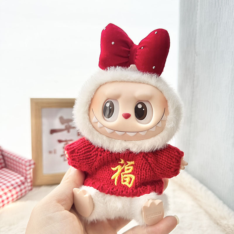 [Clothes only] First and second generation keychain Labubu clothes pendant Labubu New Year's baby clothes bottle overalls pants