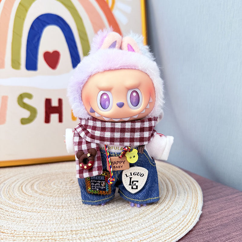 [Clothes only] One, two and three generations of Labubu clothes pendant Labubu cloth for sitting baby clothes happy pizza set