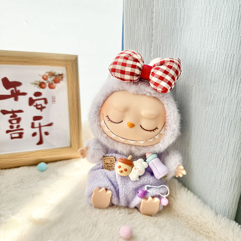 Clothes only] First and second generation Labubu clothes pendant Labubu sitting baby clothes love sweater bear earcap set