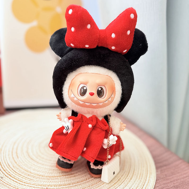 [Clothes only] One, two and three generations Labubu clothes pendant Labubu sitting baby clothes plaid fragrant wind strap skirt