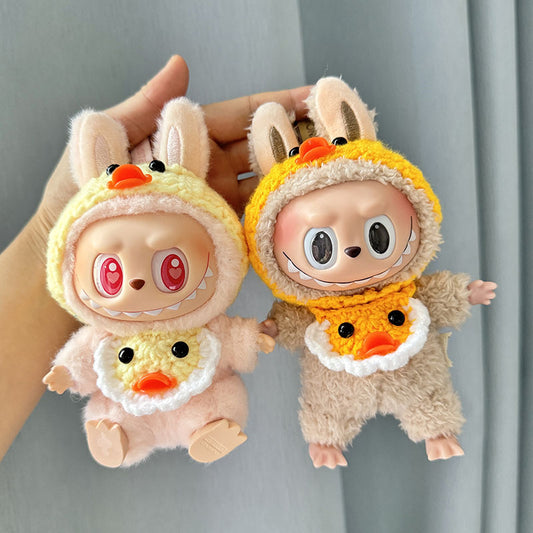 [Clothes only] First and second generation Labubu clothes pendant Labubu sitting party baby clothes hand hook little yellow duck suit